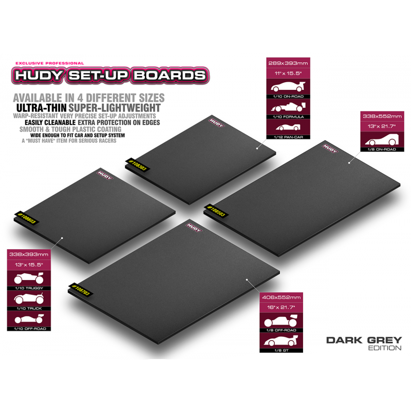 HUDY 1PLASTIC SET-UP BOARD DECAL 331x545mm - 1/8 ON-ROAD - HUDY - 108560