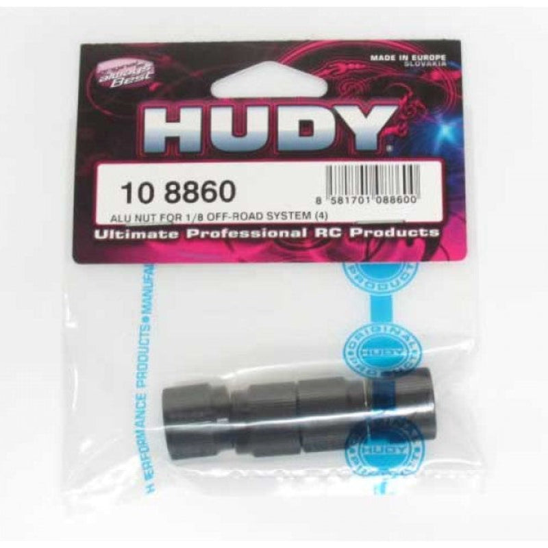HUDY ALU NUT FOR 1/8 OFF-ROD SYSTEM (4) - HUDY - 108860