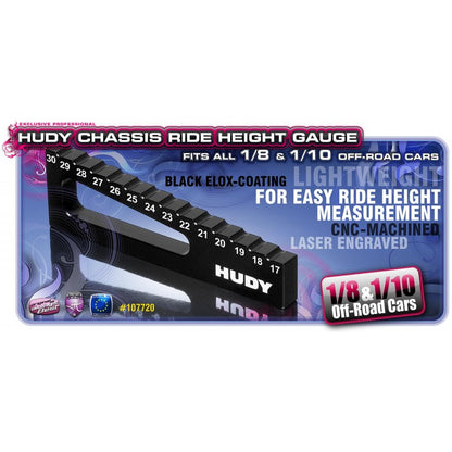 HUDY CHASSIS RIDE HEIGHT GAUGE 17MM TO 30MM FOR 1/8 & 1/10 OFF-ROAD - HUDY 107720