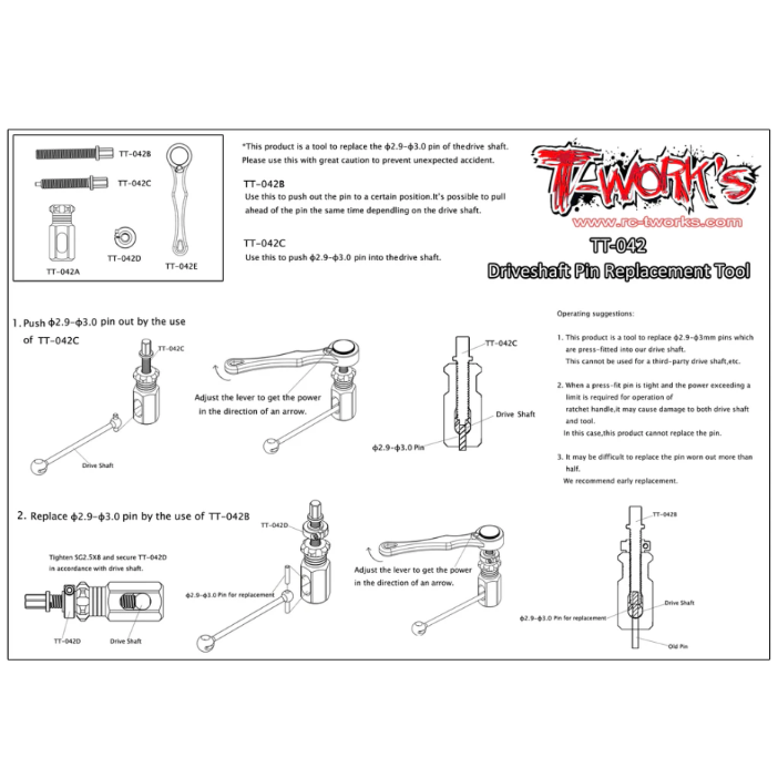 T-WORKS Driveshaft Pin Replacement Tool TT-042