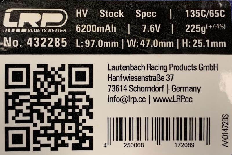 LRP LCG 2S Stock Spec Graphene-4.1 LiHV Battery 135C (7.6V/6200mAh) (5mm Bullet) (EFRA Approved)