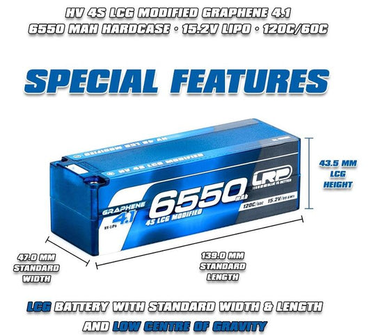 LRP 4S 60C Graphene HV LCG LiPo Battery (15.2V/6550mAh) w/5mm Connector (EFRA Approved)