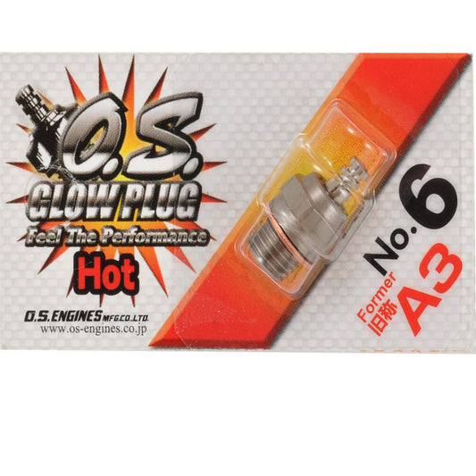O.S. No.6 Short Body Standard Glow Plug "Hot"