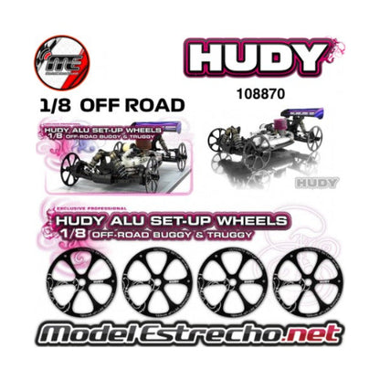 HUDY Alu Set-up Wheel for 1/8 Off-Road Cars - V2 (4) - HUDY - 108870